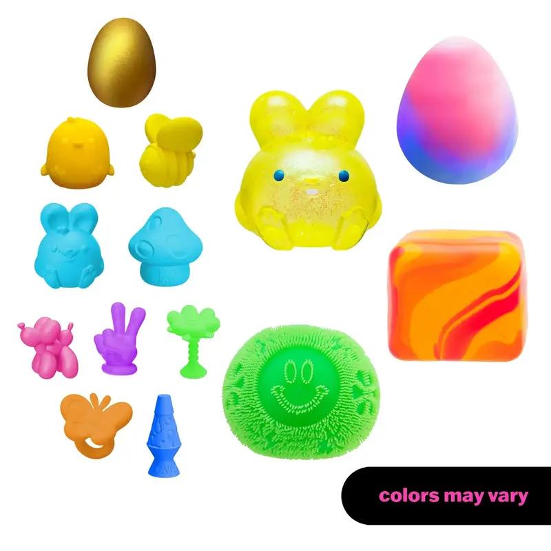 Easter Style Squishy Toy Bundle - Original Retail Packaging Sensory Stress Balls for Kids & Adults - Easter Basket Stuffers - Various Textures & Fillings - Ages 3+ Perfect Best Easter Gift for boys girls