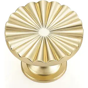 10 Pack Gold Brushed Brass Round Vintage Cabinet Knobs Zinc Alloy Drawer Pulls Hardware for Closet Wardrobe Cupboard Dresser