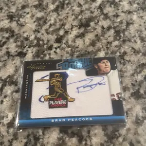 Brad Peacock Rated Rookie RPA /299 Baseball Card with Autographed Jersey Patch and Player of the Year Patch