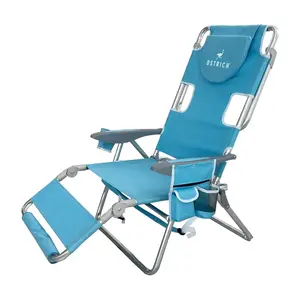Ostrich The Deluxe 3N1 Lightweight Outdoor Beach Lounge Chair w/ Footrest, Blue