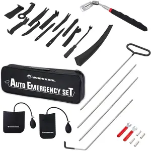 26 count  Tool Kit with Stainless Steel Assorted 5th Wheel Pin Puller,68 inches Long Distance Puller Hook, Air Wedge and  Pickup Tool with Flashlight
