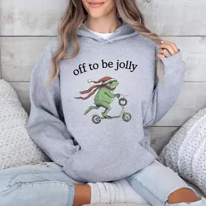 Off to be Jolly Christmas shirt: Silly Frog Scooter Meme shirt Sweatshirt for Holiday Season