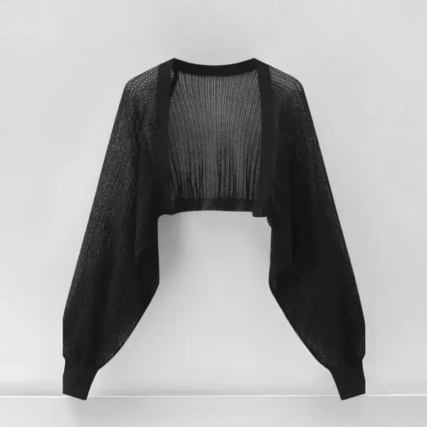 Women's Chic Ice Silk Knit Lantern-Sleeve Sun Protection Outfit Set - Loose-Fit Thin Long-Sleeve Cardigan, Waistcoat, Shawl, Short Cami Top & Slip Skirt for Summer Daily Wear