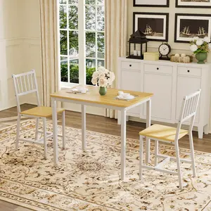 3-Piece Dining Table & Chair Set - Includes 23.6″D x 35.4″W Table and 2 Chairs, Space-Saving Design, Chic Industrial Style, Solid and Durable, Easy Assembly