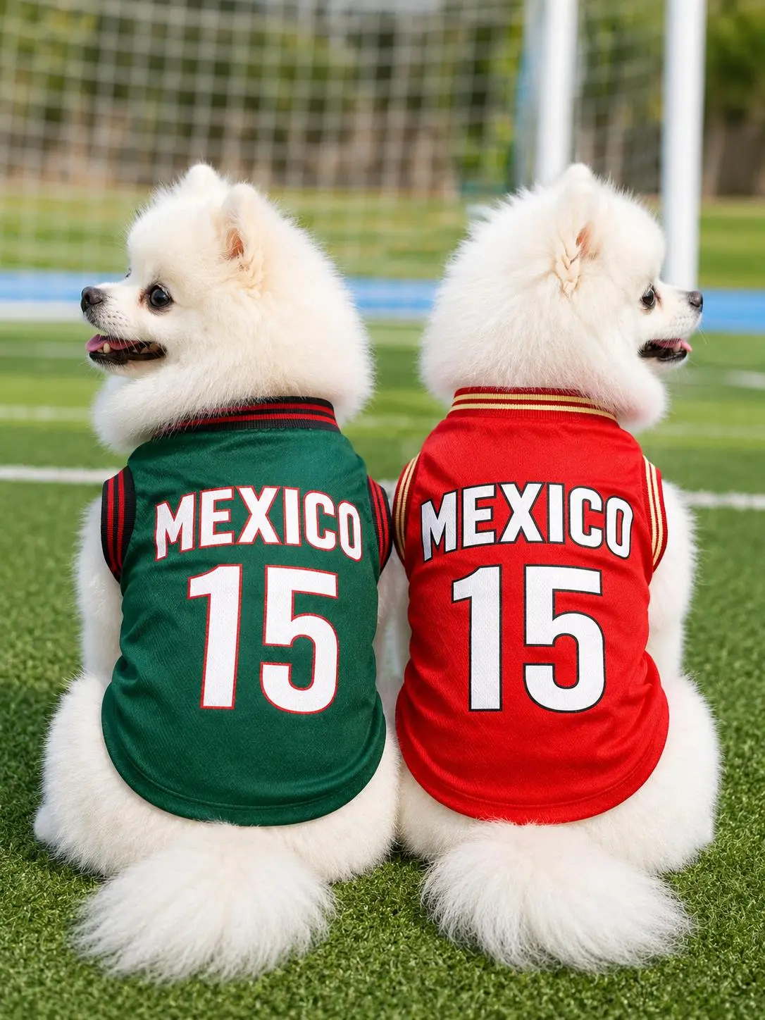 Mexico 15 Pet Soccer Jersey Clothing, Breathable Sleeveless Sports Vest Outfit for Small-Medium Dogs and Cats