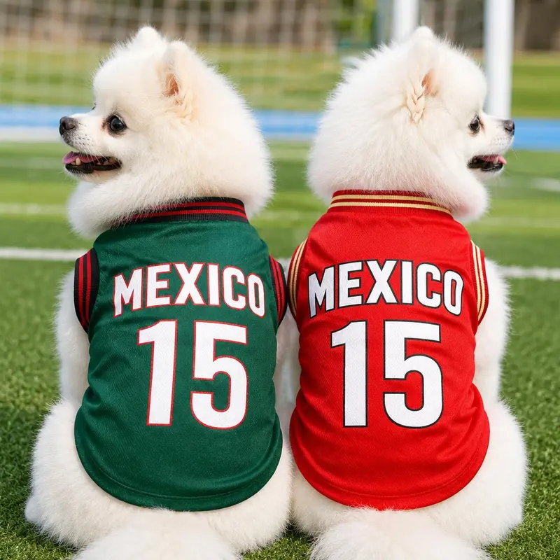 Mexico 15 Puppy Jersey Shirt, Vest Shape Breathable Sleeveless Multi-Size Pet Clothes for Small-Medium Dogs, Lightweight Wear with 4 Styles for Sports-Day Vibe Photos & Walks