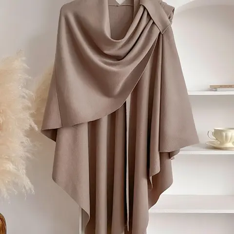 Women's Solid Color Cross Front Wrap Shawl, Casual Modest Versatile Scarf for Daily Wear, Fashion Modern Modesty Accessories for Women & Girls