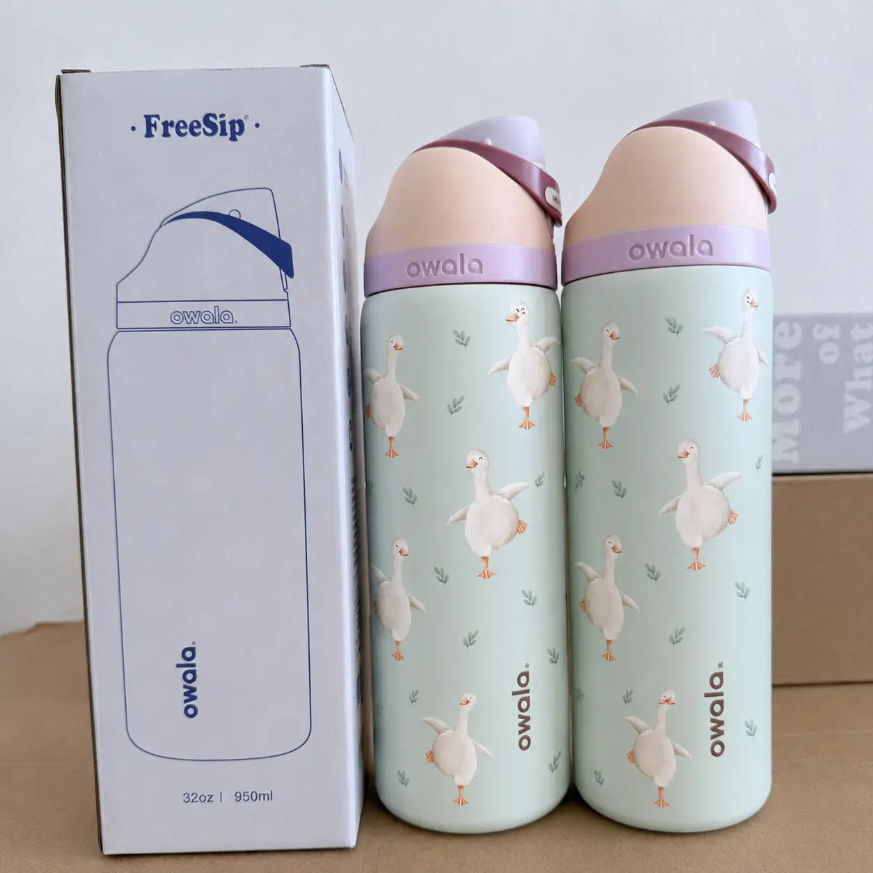 Owala FreeSip Water Bottle 24oz 32oz, Cute Goose Floral Design, Insulated Stainless Steel Bottle with Straw Lid, Reusable Bottle for School, Work, Gym & Travel