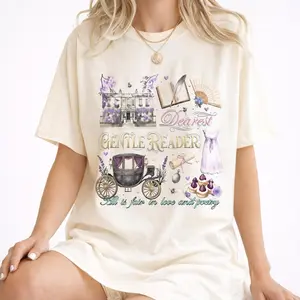 Comfort Colors Dearest Gentle Reader Shirt, Regency Romance Tee, Bridgerton Inspired T-Shirt