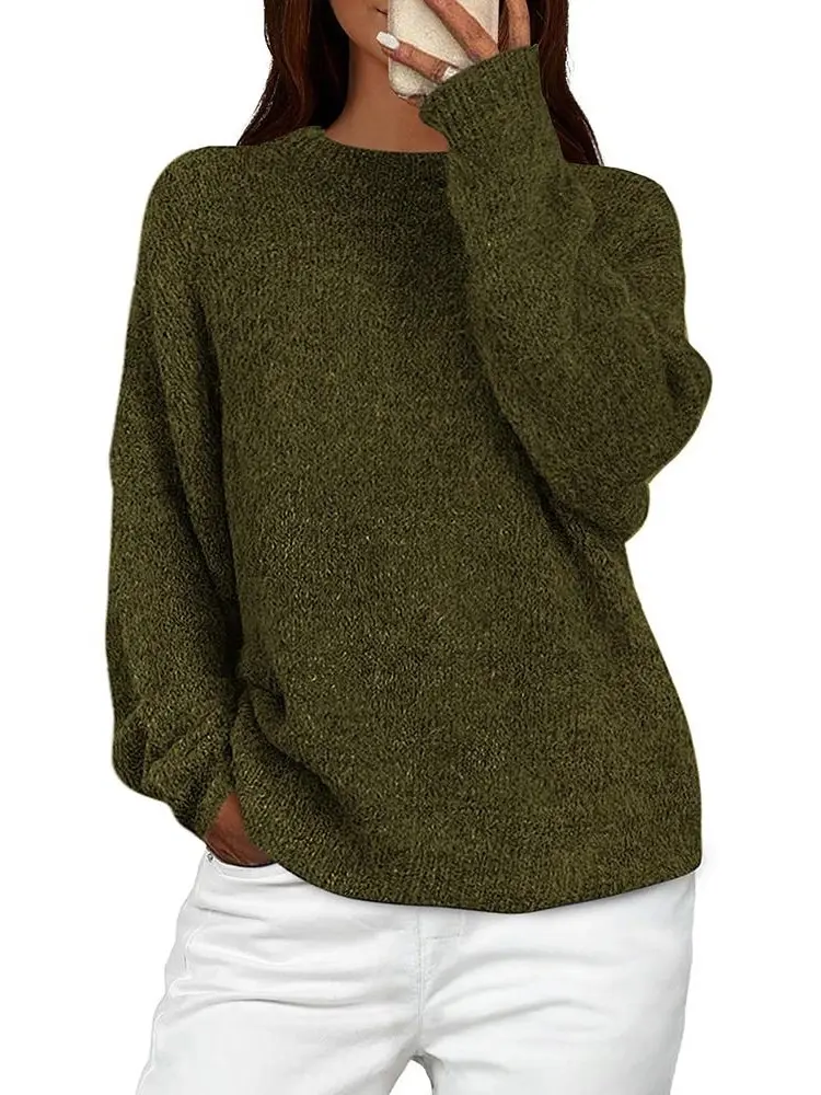 PRETTYGARDEN Women's Oversized Pullover Sweaters 2026 Fall Winter Soft Fuzzy Knit Long Sleeve Crew Neck Chunky Loose Fit Casual Tops
