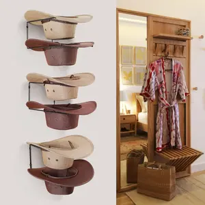 Cowboy Hat Holder DIY Hat Hangers Cowboy Hat Rack Wall Display 6 Pieces Hat Holder Organizer 13.5D x 11.8W x 6H
