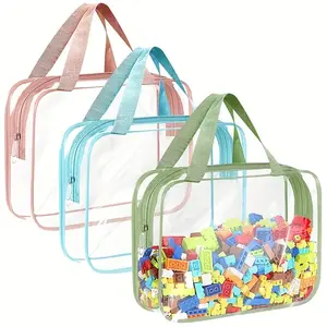 Colorful Transparent PVC Toy Storage Bag, Simple Design, Easy Clean, Small and Cute, Scratch-Resistant Waterproof, Travel Washroom Organizer