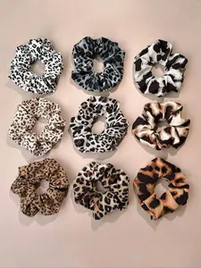 9 Piece Multicolor Leopard Print Hair Ties Scrunchie, Back Bun Half-Up Hairstyle Accessories, Suitable for Daily Use, Parties, Travel