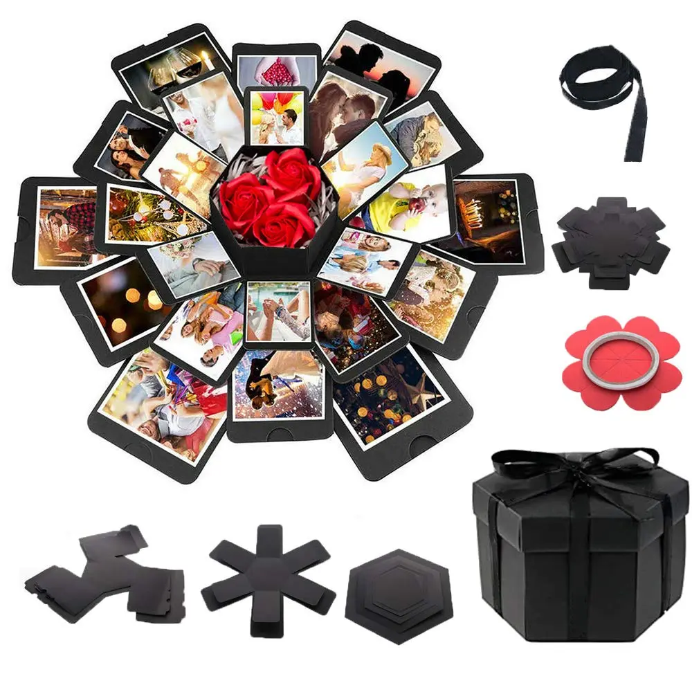 Explosion DIY Gift Set, Exploding Love Box for Couples, Sentimental Gift for Wedding, Birthday Party, Boyfriend, Girlfriend, Scrapbook Style Photo Album, Memory Box
