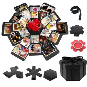 Explosion DIY Gift Set, Exploding Love Box for Couples, Sentimental Gift for Wedding, Birthday Party, Boyfriend, Girlfriend, Scrapbook Style Photo Album, Memory Box