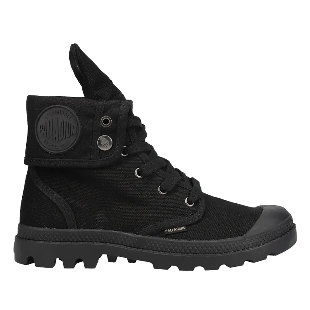 Palladium Womens Baggy Round Toe Lace Up Casual Boots Ankle Low Heel 1-2" - Black