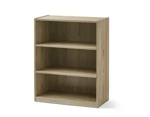 3-Shelf Bookcase with Adjustable Shelves, Rustic Oak