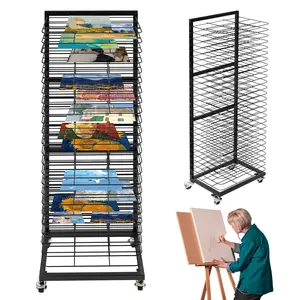 Art Drying Rack for Classroom| Functional&amp; Mobile Paint Drying Rack| 27 Removable Shelves| Canvas Rack Art Storage| Painting Drying Rack with Wheels| Stack Rack for Painting, and More