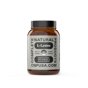 Complete Natural Products L-Lysine Capsules 100 CT 450MG USA Made Vegetarian Plant-Based Amino Acid Supplement for Wellness Essential Growth Recovery