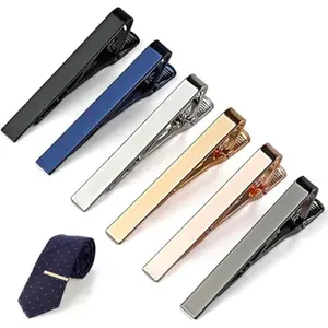 6 Pcs Tie Clips for Men, Classic Shiny & Glossy Tie Bar, Ideal for Father, Husband, Boyfriend, Business, Wedding, Tie Pins with Gift Box