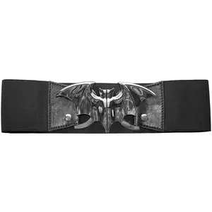 Silver Bat Elastic Waist Belt - Gothic Horror Accessory - Bat Buckle