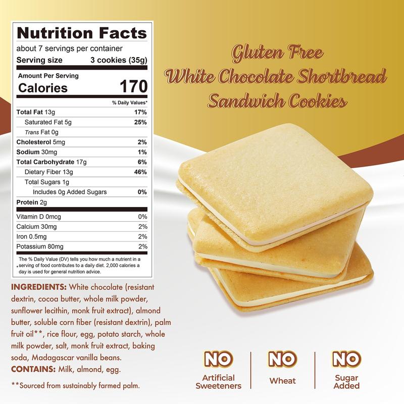 ChocZero Chocolate Cookies, White Chocolate Jolies – Gluten Free, No Added Sugar, 20 Crispy Chocolate Filled Keto Cookies Per Box, 8 Ounce