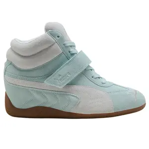 Puma Speedcat Wedge Fresh Water Silver Mist Women's Chunky Sneaker - Authentic Original Designer Streetwear Fashion Platform Blue Green White Shoe for Girls