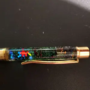 Fidget Pen with Colorful Beads and Gold Trim for Stress Relief and Focus