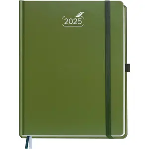 2025 Weekly Planner  Notebook Hardcover  Large Size 8.5" x 11"  Agenda 2025 Calendar Planner with Monthly Tab, 120 GSM Thick Paper, Pen Holder, Storage Pocket (Olive)