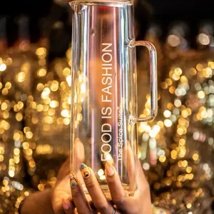Glass Drink Pitcher w/ Bamboo Lid