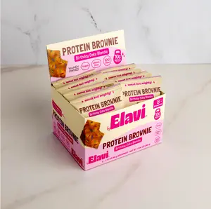 Protein Birthday Blondie Brownies 8ct Case - Vegan & Gluten Free, Naturally Sweetened with Dates, No Sugar Alcohols, Made with 100% Real Chocolate Snack Dessert
