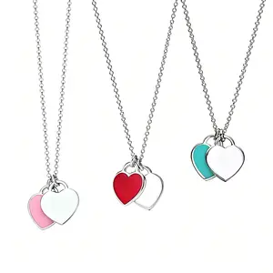 New Fashion Simple Silver Color Love Heart Pendant Necklace Charm Chain Collares Necklace for Women Party Jewelry Daily Wear