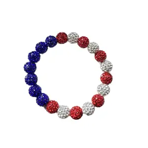 Americana Flag Rhinestone Baseball Ice Bracelet - Fashion Accessory