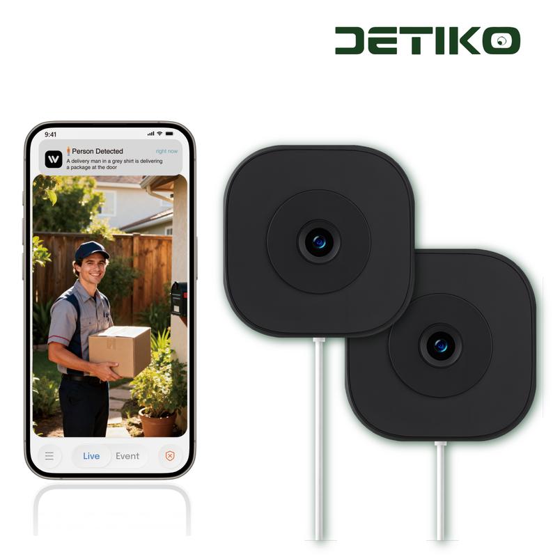 Detiko 2K Window Security Camera 2 Pack, Smart Indoor with Full Color ...
