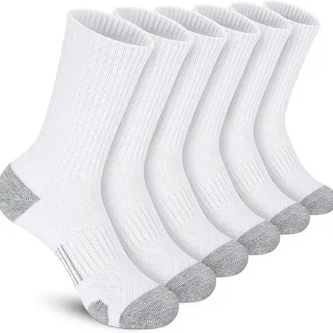 6Pairs Athletic Socks Sport Running Calf Socks Performance Cushioned Breathable Crew Socks for Men Women