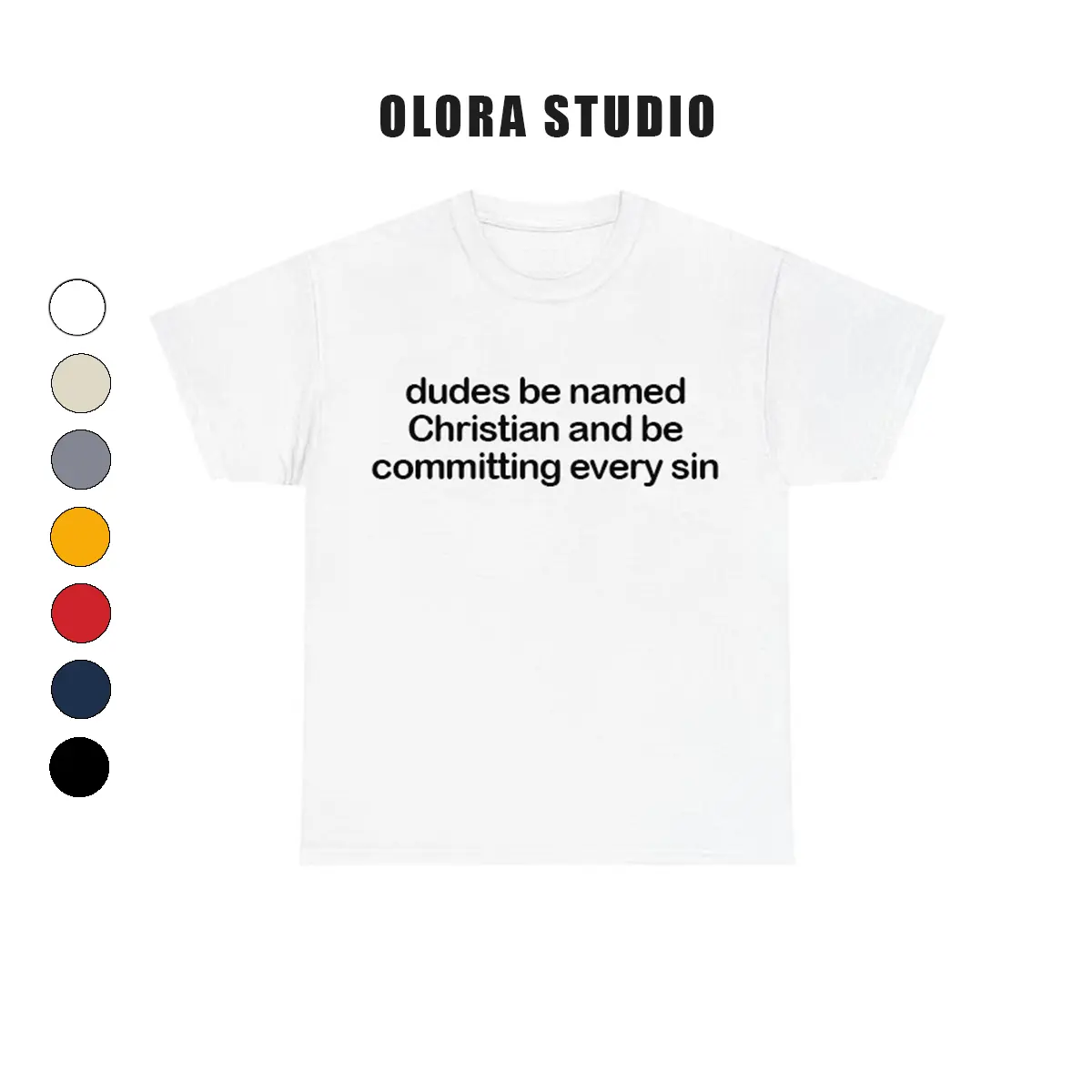 dudes Be Named Christian And Be Committing Every Sin T-Shirt, Funny Christian T-Shirt, Casual Crewneck Top, Summer Streetwear Oversized Rhinestone T-Shirt, Trendy Religious Women's Tshirt
