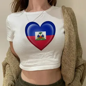 Woman Haiti Heart Crop Top T-Shirt