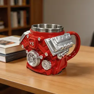 10oz Reusable Stainless Steel Cup, Personalized Handcrafted V8 Engine Design, Durable Stylish Industrial Aesthetic Tumbler, Washable Drinkware for Car Enthusiasts, Birthday Holiday Mini , Reuse-Friendly Home & Festive Supplies outdoorfun graduation
