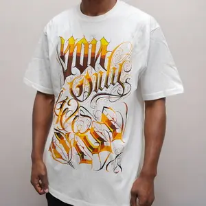 Mens Hip-Hop T-Shirt West Coast Chicano Lettering Gangster Style Tattoo Graffiti