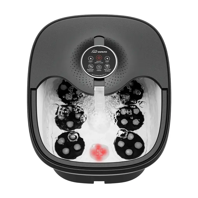 Snailax Rectangular Collapsible Foot Spa Bath Massager - Self Care Products, 30db Bubbles for Calm, Heat Control, Remote Control, Shiatsu Rollers, IPX4 Rated, 15kg Bathroom Wash Tub, Auto Shutoff, Pedicure Soaking