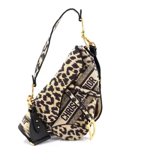 Pre-owned Dior Canvas Plain Top Handle Bags Christian Saddle Handbag Mizza Embroidered Canvas Medium by Rebag