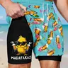 Men's Quick-Dry Beach Shorts, Drawstring Swim Shorts, Swimming Shorts, Fun Chicken Beer Print, Drawstring Waist, Casual Tropical Style, Anti-Chafe Lining, Summer Sports Wear, Beach Trunks, Printed Trunks