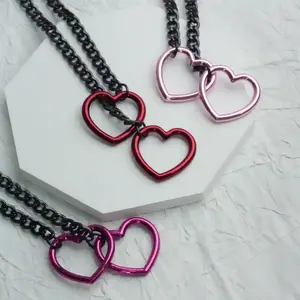 Slip Chain with Heart O-Ring, Punk Style Necklace, Adjustable Chain for Women & Men, Adjustable Punk Modern Fashion Accessories