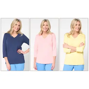 Denim & Co. Essentials So Soft Jersey 3-Pack V-Neck Tops