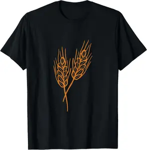 100% Cotton Wheat Illustration Bread Baker Outfit T-Shirt