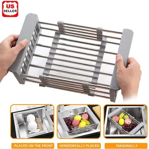 Extra-Large Rustproof Dish Drying Rack – Stainless Steel Over-Sink Drain Board with Cutlery Holder – Fits Most Sinks, Space-Saving & No Water Pooling
