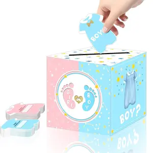 1Set Pink Blue Gender Reveal Box Set | He or She Vote Game Kit for Baby Shower Decoration