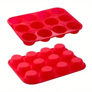 Silicone Round Mold 12 Holes Mini Muffin DIY Cupcake Cookies Fondant Baking Pan Non-Stick Pudding Steamed Cake Mold Baking Tool