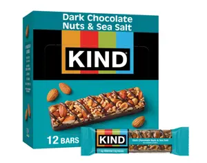 KIND Nut Bars, Dark Chocolate Nuts and Sea Salt, Healthy Snacks, Gluten Free, Low Sugar, 6g Protein, 12 Count