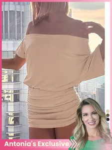 Women's Fashion Asymmetrical Sleeve Sexy Slim Fit Short Bodycon Dress, Plain Pattern, All Seasons, Stylish, Chic and Seductive Design, Spring